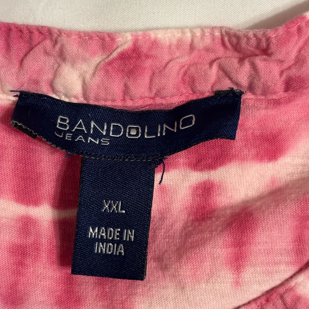 Bandolino Jeans Pink Tie Dye Cotton Peasant Top XXL Boho Short Sleeve - Picture 3 of 9